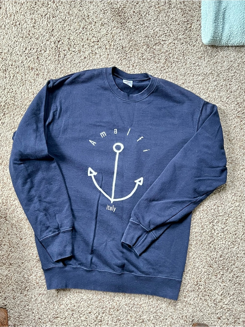 Navy Anchor Graphic Lightweight Crewneck Sweatshirt